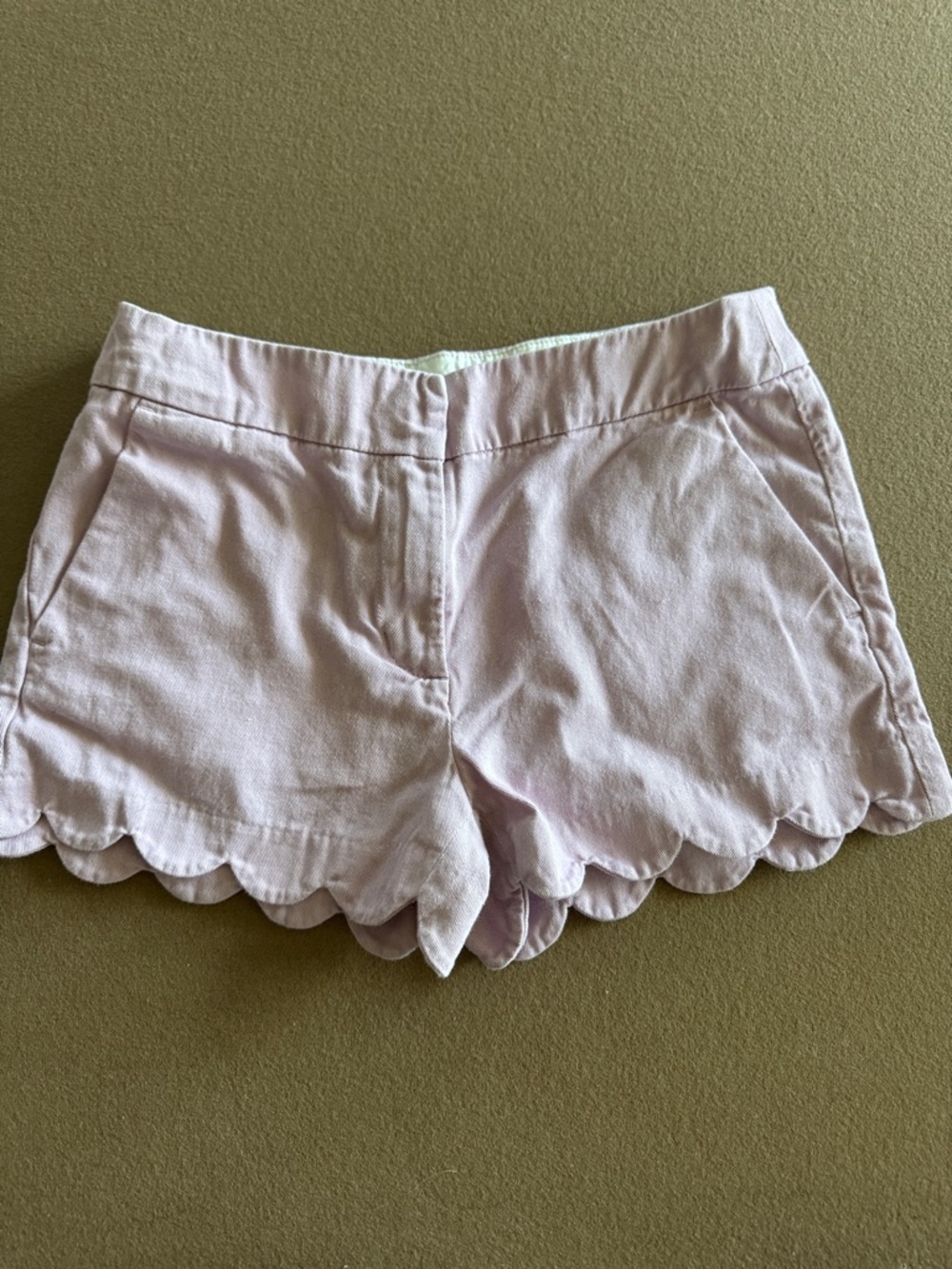 Crewcuts girls lavender scallop hem shorts size 10